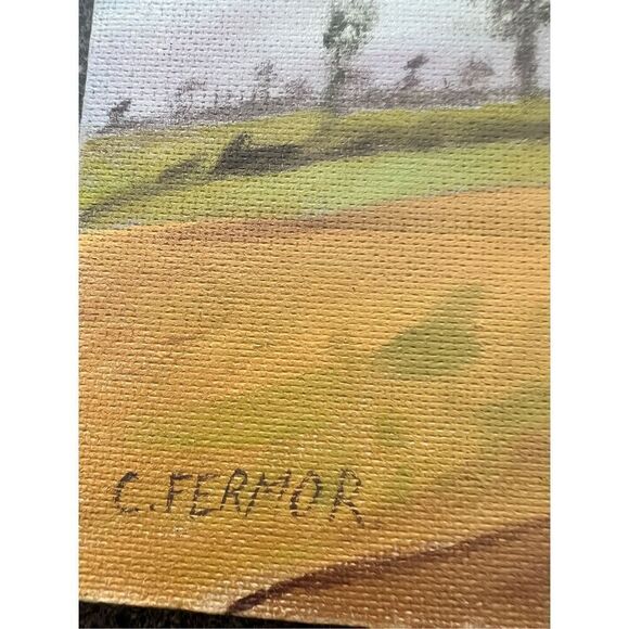 Vintage Oil Painting Farming With Horses" signed by C. Fermor - Picture 4 of 9